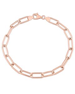 AMOUR 6mm Paperclip Chain Bracelet In Rose Plated Sterling Silver, 9 In