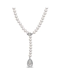 AMOUR 7-7.5 Mm Freshwater Cultured Pearl Drop Necklace In Sterling Silver