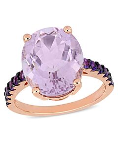 Amour 7 7/8 CT TGW Rose de France Amethyst-Africa Fashion Ring Pink Silver Black Rhodium Plated JMS005352