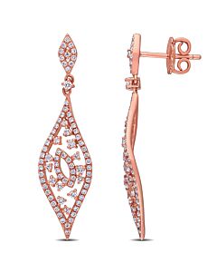 AMOUR 7/8 CT TW Diamond Teardrop Vintage Earrings In 14K Rose Gold