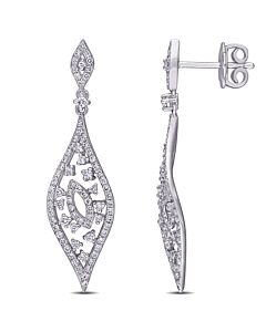 AMOUR 7/8 CT TW Diamond Teardrop Vintage Earrings In 14K White Gold