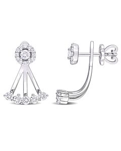 AMOUR 7/8CT TDW Diamond Narrow Front-back Earrings In 14K White Gold