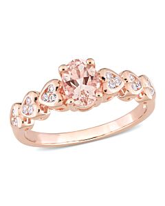 Amour 7/8 CT TGW Morganite & White Topaz Ring in Rose Gold Plated Sterling Silver