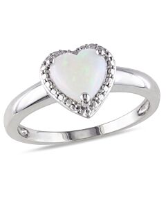 Amour 7/8 CT TGW Opal Heart Ring in Sterling Silver