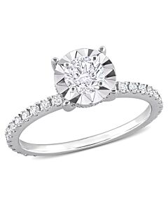 Amour 7/8 Ct TW Diamond Halo Engagement Ring in 14k White Gold