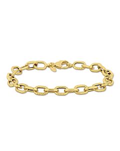 Amour 7.8mm Textured Oval Link Bracelet in 14k Yellow Gold - 8 in.