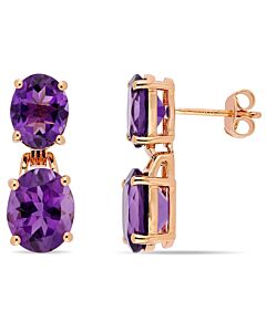 AMOUR 8 1/10 CT TGW Oval-cut Africa-amethyst Dangle Earrings In Rose Gold Plated Sterling Silver