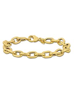 Amour 8.2mm Textured Oval Link Bracelet in 14k Yellow Gold - 8 in.