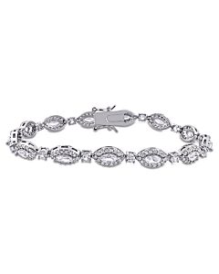 AMOUR 9 1/2 CT TGW Marquise Created White Sapphire Bracelet In Sterling Silver