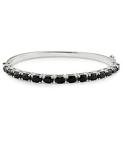 Amour 9-1/3 CT TGW Oval-Cut Black Sapphire Bangle in Sterling Silver JMS005212