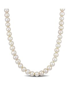 AMOUR 9-9.5mm Off-round Freshwater Cultured Men's Pearl Necklace with Large Sterling Silver Lobster Clasp - 20 In.