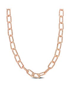 AMOUR 9mm Fancy Paperclip Chain Necklace In Rose Plated Sterling Silver, 24 In