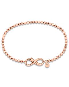 Amour Bead Link Bracelet in Pink Plated Sterling Silver with Infinity Clasp