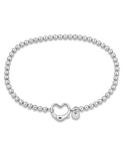 Amour Bead Link Bracelet in Sterling Silver with Heart Clasp