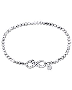 Amour Bead Link Bracelet in Sterling Silver with Infinity Clasp