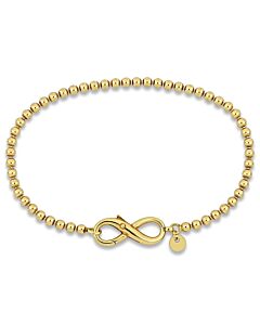 Amour Bead Link Bracelet in Yellow Plated Sterling Silver with Infinity Clasp