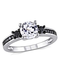 Amour Black Diamond and White Sapphire Engagement Ring
