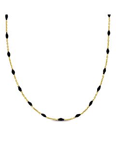 Amour Black Enamel Station Necklace in 14K Yellow Gold