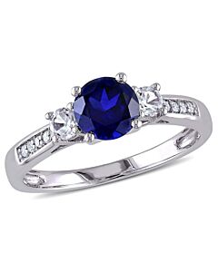 Amour Blue Sapphire Diamond 10K White Gold Ring