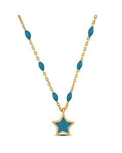 Amour Blue Star Necklace in 14K Yellow Gold