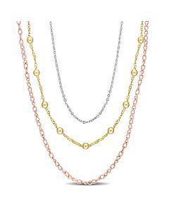 AMOUR Chain Necklace In 3-Tone 18k Gold Plated Sterling Silver, 19 In