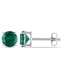 AMOUR Created Emerald Stud Earrings In 10K White Gold
