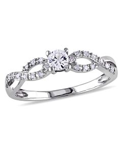 Amour Diamond and White Sapphire 10K White Gold Ring