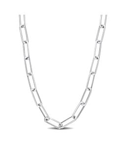 AMOUR 5mm Diamond Cut Paperclip Chain Necklace In Sterling Silver, 18 In