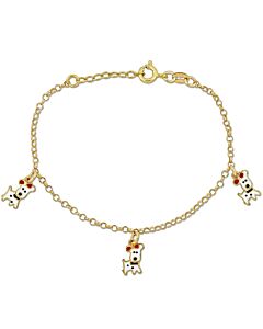 Amour Dog Charm Rolo Chain Bracelet in Yellow Plated Sterling Silver