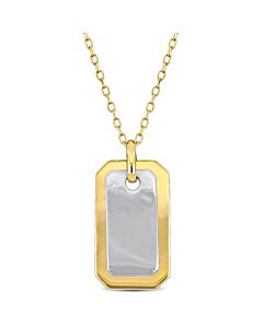 Amour Dog Tag Necklace in 10k 2-Tone Yellow and White Gold - 18 in
