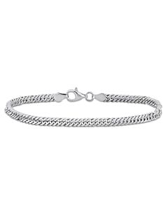 Amour Double Curb Link Chain Bracelet in Sterling Silver