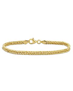 Amour Double Curb Link Chain Bracelet in Yellow Plated Sterling Silver