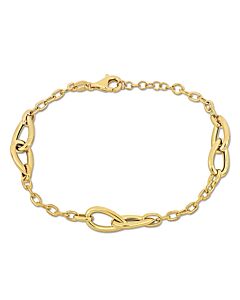 Amour Double Oval Link Bracelet in Yellow Plated Sterling Silver