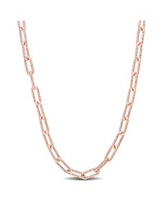 AMOUR 3.5mm Fancy Paper Clip Chain Necklace In Rose Plated Sterling Silver, 16 In
