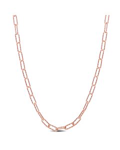 AMOUR Fancy Paperclip Chain Necklace In Rose Plated Sterling Silver, 18 In