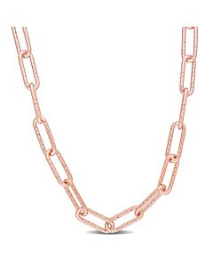 AMOUR 6mm Fancy Paperclip Chain Necklace In Rose Plated Sterling Silver, 16 In