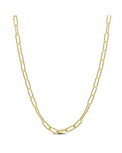 AMOUR Fancy Paperclip Chain Necklace In Yellow Plated Sterling Silver, 16 In