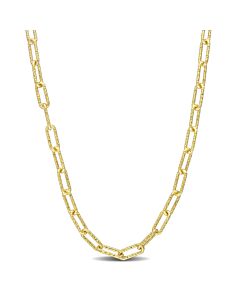 AMOUR 3.5mm Fancy Paperclip Chain Necklace In Yellow Plated Sterling Silver, 16 In