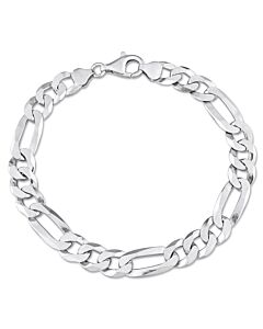 AMOUR 8.9mm Flat Figaro Chain Bracelet In Sterling Silver, 9 In