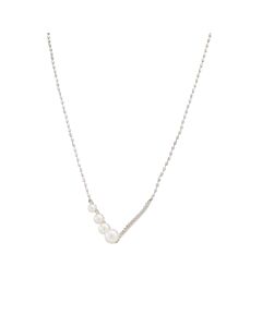 AMOUR Freshwater Cultured Pearl and 1/3 CT TGW Created White Sapphire Necklace In Sterling Silver