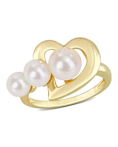 Amour Freshwater Cultured Pearl Heart Ring in Yellow Plated Sterling Silver