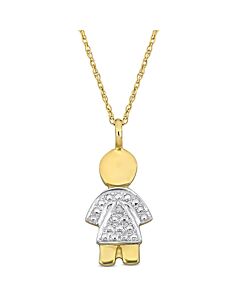 Amour Golden Girl Pendant with Chain in 14k Yellow Gold - 17 in