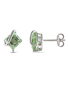 AMOUR 2 1/4CT TGW Green Quartz Stud Earrings In Sterling Silver