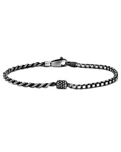 Amour Half Rope & Half Box Bracelet in Oxidized Sterling Silver, 9in