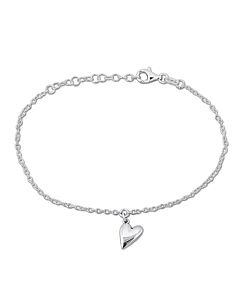 Amour Heart Charm Bracelet in Sterling Silver- 7 in