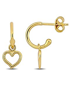 Amour Heart Charm Hoop Earrings in 14k Yellow Gold