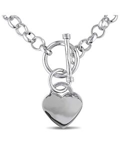 AMOUR Heart Charm Necklace In Sterling Silver
