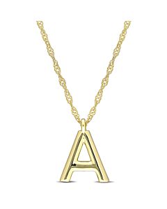 Amour Intial "A" Pendant with Chain in 14k Yellow Gold