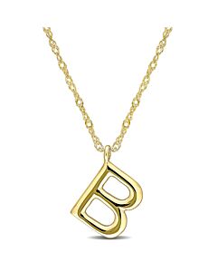 Amour Intial "B" Pendant with Chain in 14k Yellow Gold