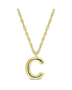 Amour Intial "C" Pendant with Chain in 14k Yellow Gold